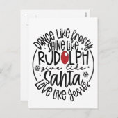 Cartes Pour Fêtes Annuelles Danse comme Frosty Shine comme Rudolph Noël (Devant / Derrière)