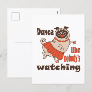 Cartes Pour Fêtes Annuelles Danse comme personne ne regarde poule Carlin chien