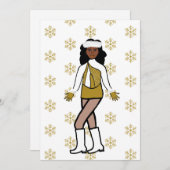 Cartes Pour Fêtes Annuelles Danseur Gold Snow (Devant / Derrière)