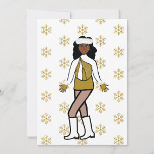 Cartes Pour Fêtes Annuelles Danseur Gold Snow