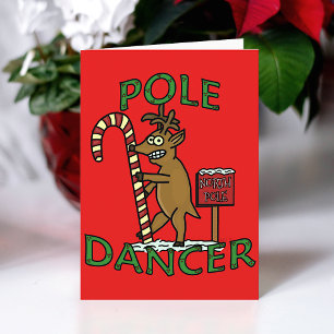 Cartes Pour Fêtes Annuelles Danseuse amusante Pun de rennes de Noël