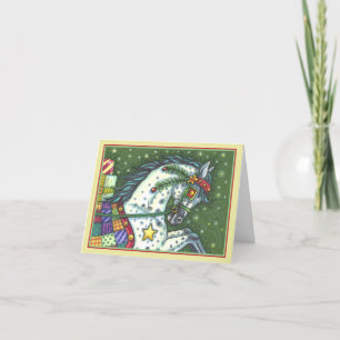 CARTES POUR FÊTES ANNUELLES DAPPLE GRAY DANS UN SEUL CHEVAL OUVERT SLEIGH AVEC