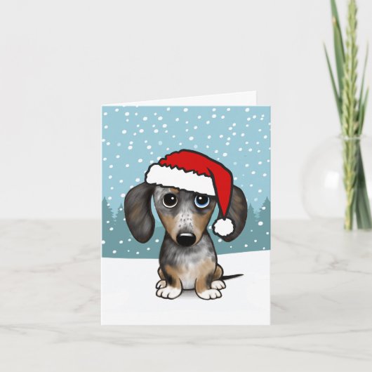 Cartes Pour Fêtes Annuelles Dappy Dachshund Père Noël Wiener Chien Noël (Devant)