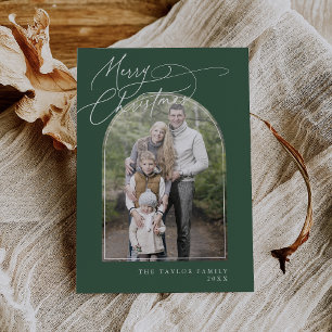 Cartes Pour Fêtes Annuelles DARCY Green Arch Famille classique Photo Noël