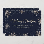 Cartes Pour Fêtes Annuelles Dark Blue Elegant Modern Snowflake Christmas Card (Devant / Derrière)