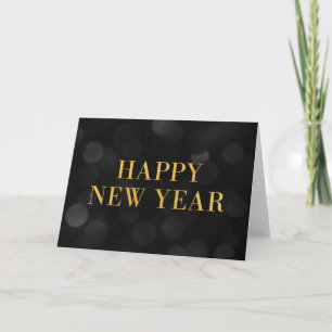 Cartes Pour Fêtes Annuelles Dark Bokeh Lights Faux Gold Bonne année