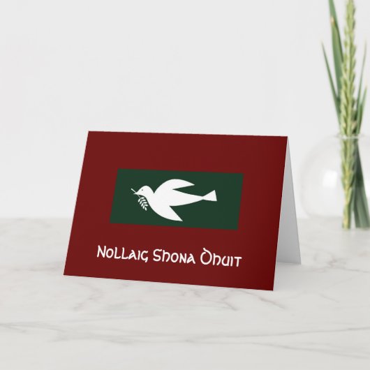 Cartes Pour Fêtes Annuelles Dark Green Dove, Nollaig Shona Dhuit (Devant)