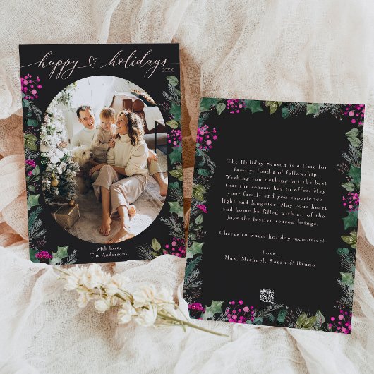 Cartes Pour Fêtes Annuelles Dark Moody Family Photo Happy Holidays Card