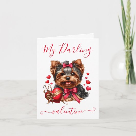 Cartes Pour Fêtes Annuelles Darling Yorkie Valentine (Devant)