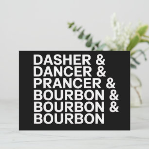 Cartes Pour Fêtes Annuelles Dasher Dancer Prancer & Bourbon Noël Vacances 