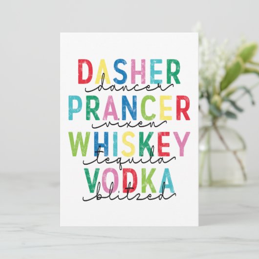 Cartes Pour Fêtes Annuelles Dasher Dancer Prancer ... Vodka Blitzé (Debout devant)