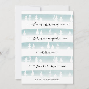 Cartes Pour Fêtes Annuelles Dashing À Travers La Forêt D'Aquarelle De Neige