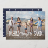 Cartes Pour Fêtes Annuelles Dashing à travers le sable | Photo de Noël (Devant / Derrière)