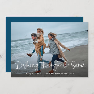 Cartes Pour Fêtes Annuelles Dashing à travers le sable Photo Plage côtière