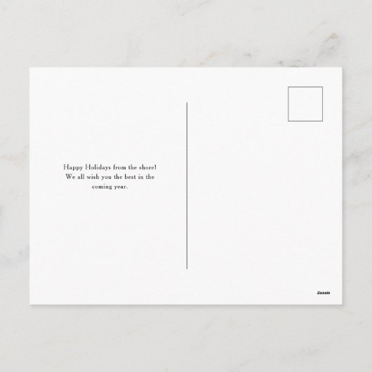 Cartes Pour Fêtes Annuelles Dashing à travers le sable | Photo Plage côtière (Dos)