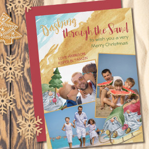 Cartes Pour Fêtes Annuelles Dashing Through the Sand 3 Photo Gnome Beach