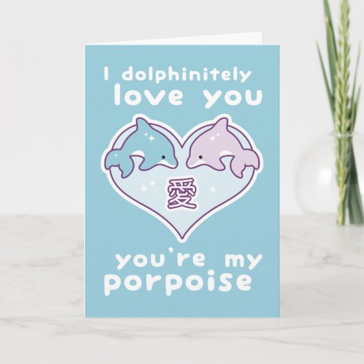 Cartes Pour Fêtes Annuelles Dauphins mignons de Valentine (Devant)