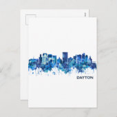 Cartes Pour Fêtes Annuelles Dayton Ohio Skyline Blue (Devant / Derrière)