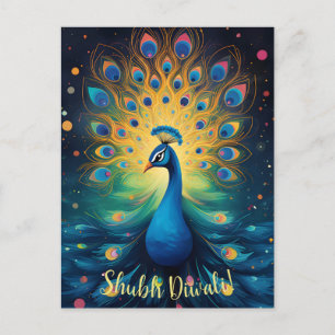 Cartes Pour Fêtes Annuelles Dazzling Diwali Délice : Le 🦚 Joyeux Peacock