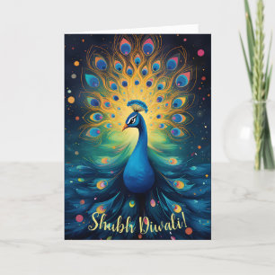 Cartes Pour Fêtes Annuelles Dazzling Diwali Délice : Le 🦚 Joyeux Peacock