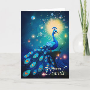 Cartes Pour Fêtes Annuelles Dazzling Diwali Délice : Le 🦚 royal Peacock