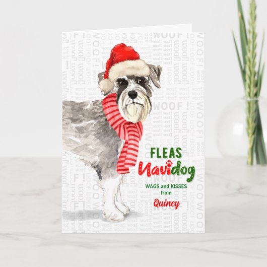 Cartes Pour Fêtes Annuelles de Dog Cute Schnauzer Noël (Devant)