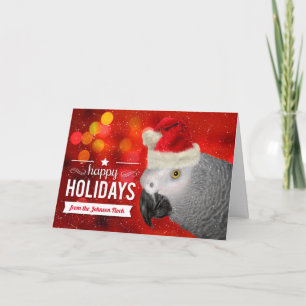 Cartes Pour Fêtes Annuelles de Flock Christmas African Grey Parrot