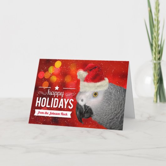 Cartes Pour Fêtes Annuelles de Flock Christmas African Grey Parrot (Devant)