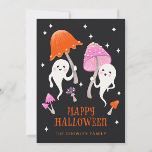 Cartes Pour Fêtes Annuelles De mignons Fantômes aux champignons Joyeux Hallowe