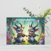 Cartes Pour Fêtes Annuelles De mignons saolas jouent aux violons dans une forê (Debout devant)