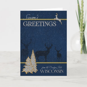 Cartes Pour Fêtes Annuelles de Wisconsin The Badger State Woodland Deer