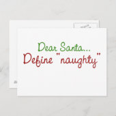 Cartes Pour Fêtes Annuelles Dear Santa Define Naughty (Devant / Derrière)