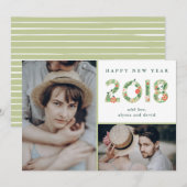 Cartes Pour Fêtes Annuelles Débuts floraux | Deux photos Bonne année (Devant / Derrière)