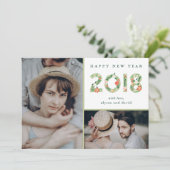 Cartes Pour Fêtes Annuelles Débuts floraux | Deux photos Bonne année (Debout devant)