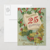 Cartes Pour Fêtes Annuelles December 25th Christmas Day (Devant / Derrière)