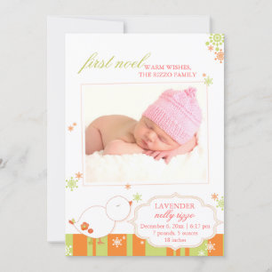 Cartes Pour Fêtes Annuelles Décembre Naissance Bébé Fille Photo Annonce de Nai