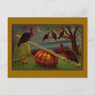 Cartes Pour Fêtes Annuelles Déchets de mer sur Thanksgiving Vintage Citrouille