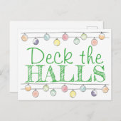 Cartes Pour Fêtes Annuelles Deck des Halls Aquarelle de Noël (Devant / Derrière)