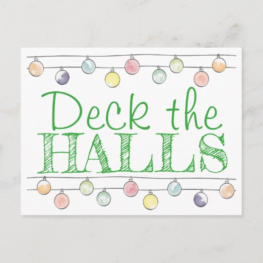Cartes Pour Fêtes Annuelles Deck des Halls Aquarelle de Noël (Devant)