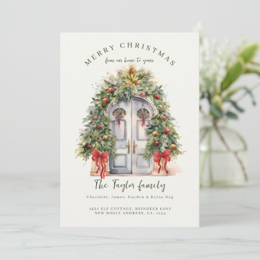 Cartes Pour Fêtes Annuelles Deck New Halls New Home Christmas Holiday Card (Debout devant)