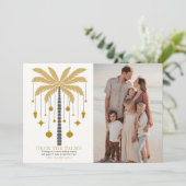 Cartes Pour Fêtes Annuelles Deck Palms Golden Palm Tree photo de Noël (Debout devant)