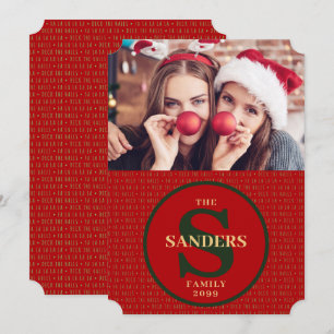 Cartes Pour Fêtes Annuelles Deck the Halls Monogrammed Holiday Photo