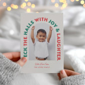 Cartes Pour Fêtes Annuelles Deck The Halls Rouge + Green Photo Holiday Card