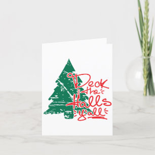 Cartes Pour Fêtes Annuelles Deck the Halls Y'all Arbre de Noël Grunge