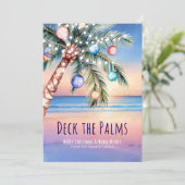 Cartes Pour Fêtes Annuelles Deck the Palms Beach Christmas (Debout devant)