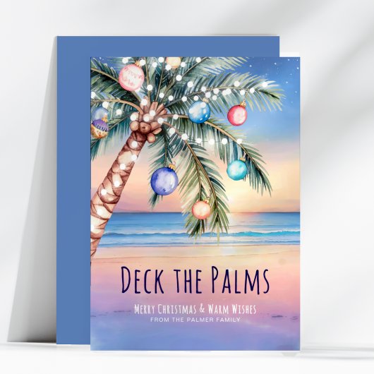 Cartes Pour Fêtes Annuelles Deck the Palms Beach Christmas