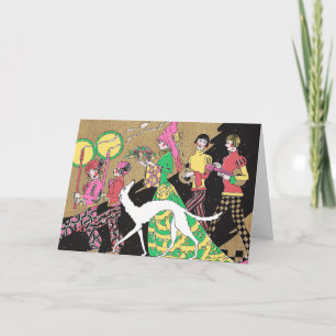 Cartes Pour Fêtes Annuelles Déco Dame médiévale avec des conservatrices et un 