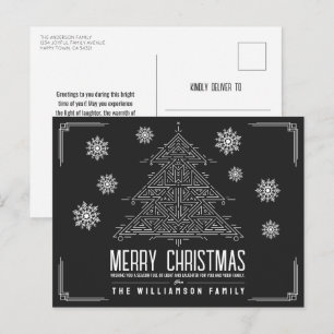 Cartes Pour Fêtes Annuelles Déco moderne Arbre de Noël Snowflakes Blanc Noir