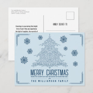 Cartes Pour Fêtes Annuelles Déco moderne Arbre de Noël Snowflakes Bleu clair