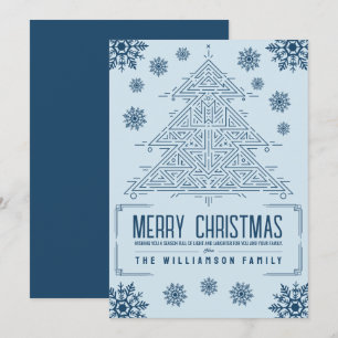 Cartes Pour Fêtes Annuelles Déco moderne Arbre de Noël Snowflakes Bleu clair